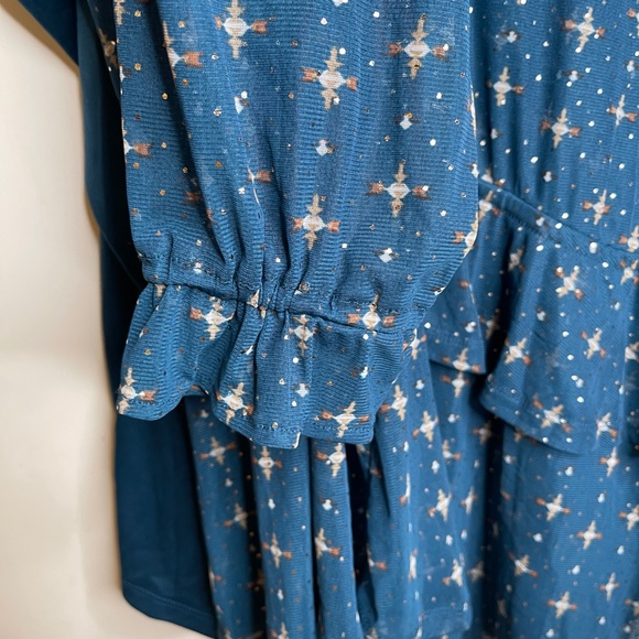 Style & Co Plus Size Ruffle-Front Mesh Top Green - Picture 3 of 6